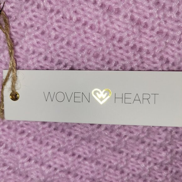 Woven Heart Cable Knit Pink Turtleneck Chunky Sweater Size Medium NWT - Picture 9 of 12